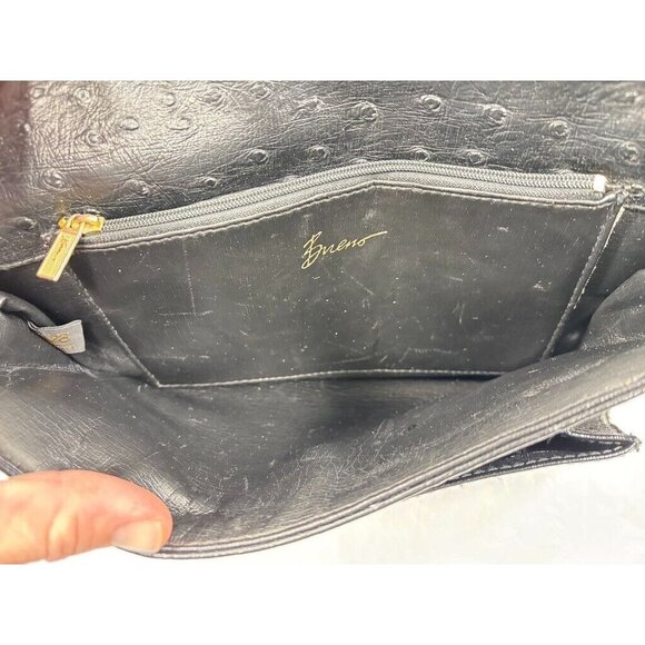 Vintage Bueno Envelope Shoulder Bag Black Faux Ostrich - Picture 11 of 12